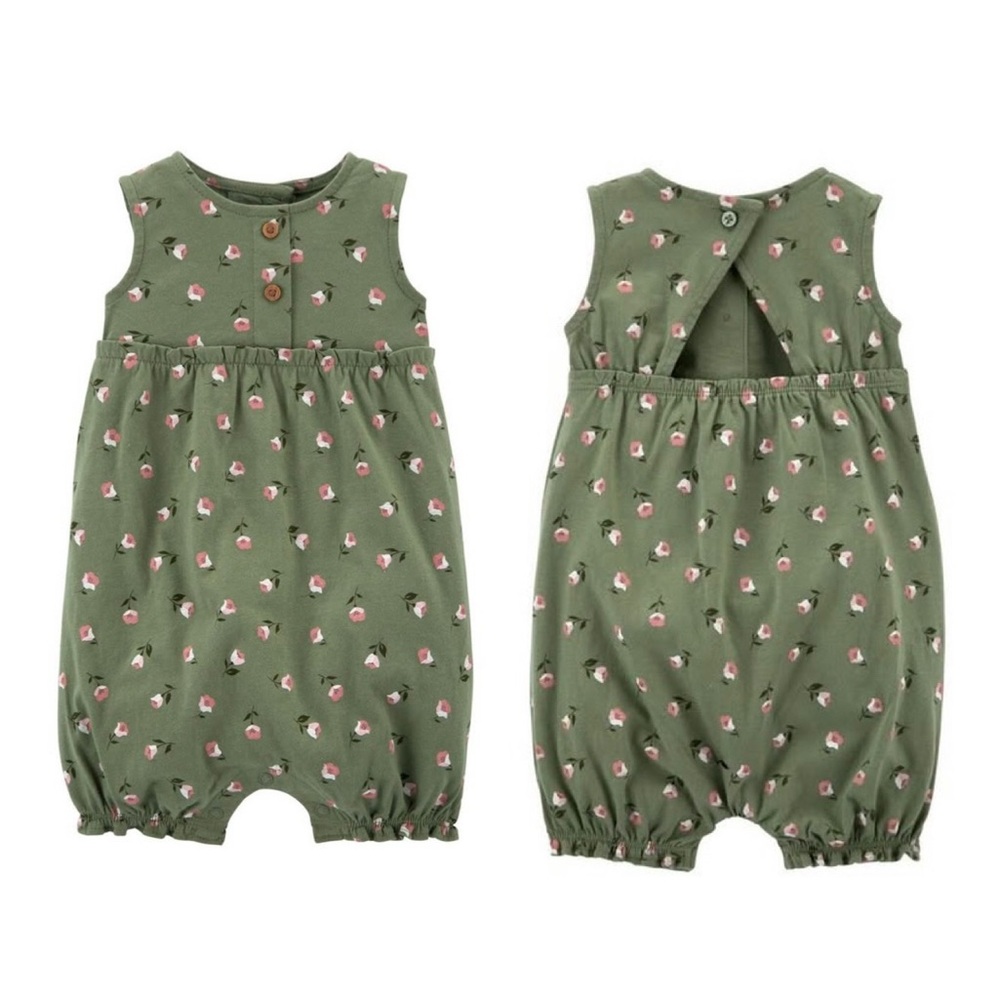 CARTER’S / Green Floral Sleeveless Romper / 24 months